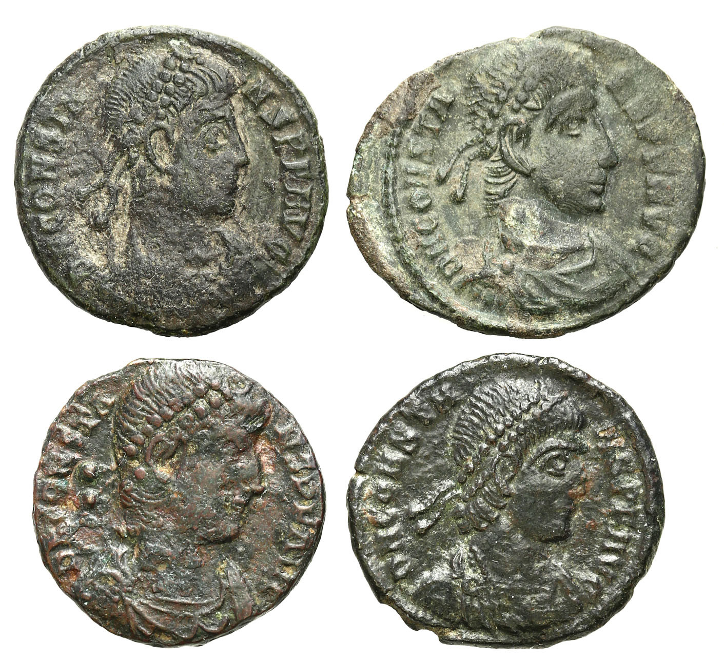 Cesarstwo Rzymskie, Lot 4 sztuk Majorin i Follisów, Konstans 337 -350 n.e.